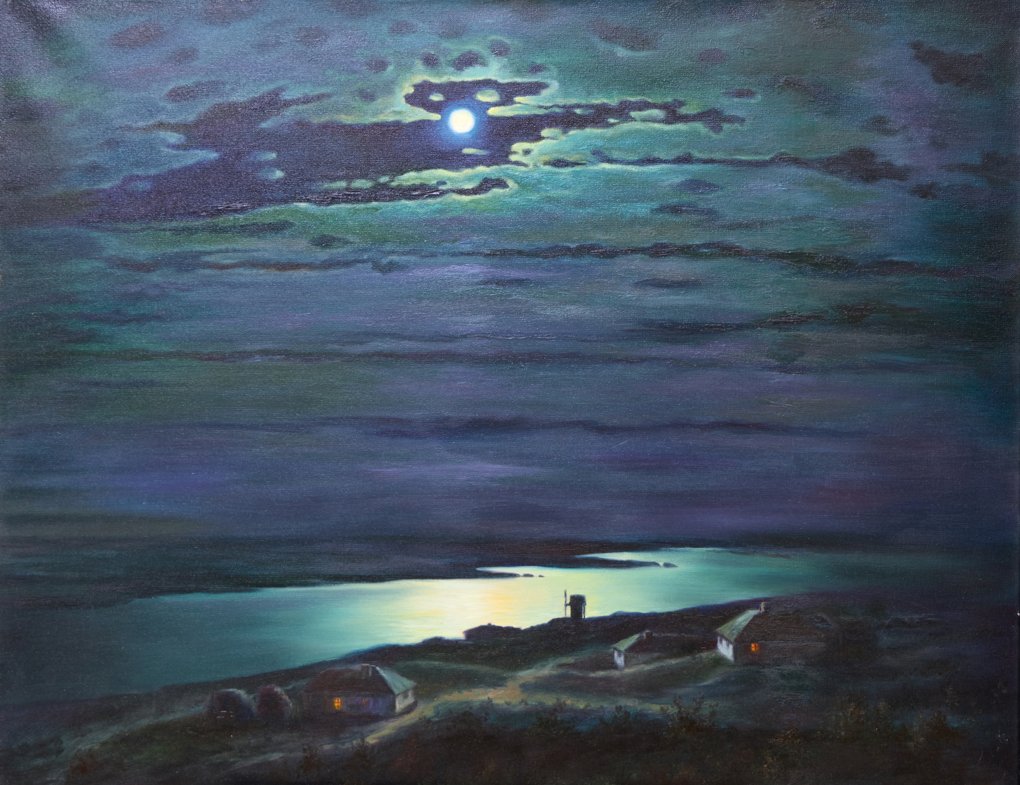 Night on the Dnieper River. Copy of a painting by Arkhip Kuindzhi