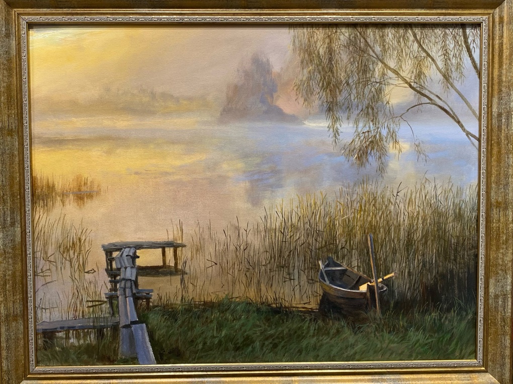 Quiet Backwater with a Boat