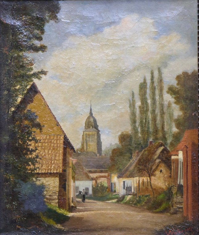 Village Street with Church Tower